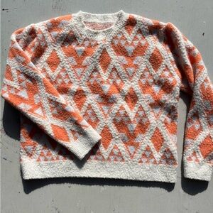 Women's Knit Mix Sweater Multicolor Diamond S PILLING Preppy Cottage City Granny